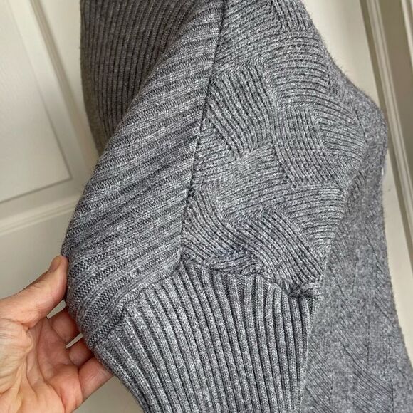 RAYA {Cyrus Knits} Cable Knit Ribbed Mock Neck Sweater - Large - Picture 5 of 9